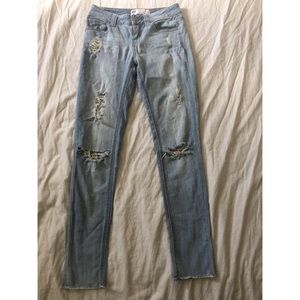 Ripped denim cut off jeans